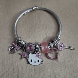 Hello Kitty pink & silver charm bracelet